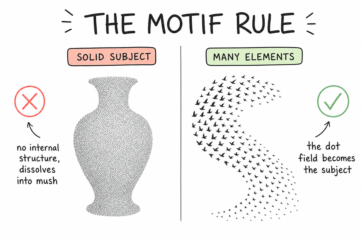 Solid subject versus many elements